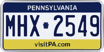 PA license plate MHX2549
