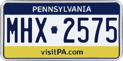 PA license plate MHX2575