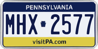 PA license plate MHX2577