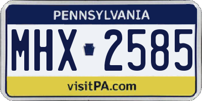 PA license plate MHX2585