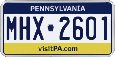 PA license plate MHX2601