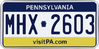 PA license plate MHX2603