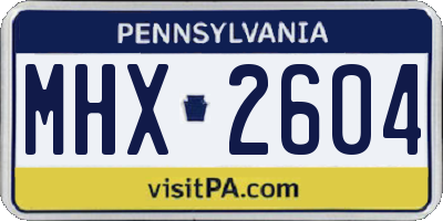 PA license plate MHX2604
