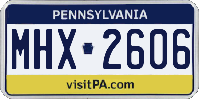 PA license plate MHX2606