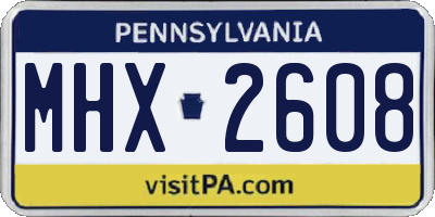 PA license plate MHX2608