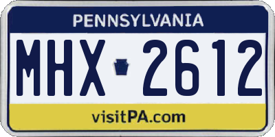 PA license plate MHX2612