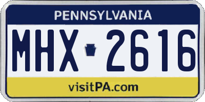 PA license plate MHX2616