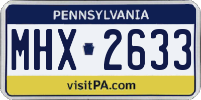 PA license plate MHX2633