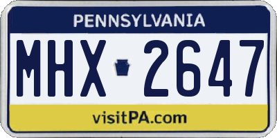 PA license plate MHX2647