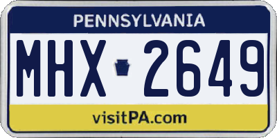 PA license plate MHX2649