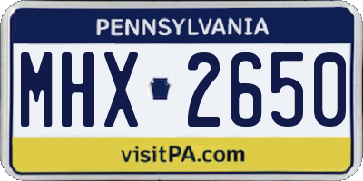 PA license plate MHX2650