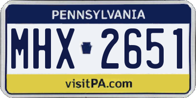 PA license plate MHX2651