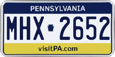 PA license plate MHX2652