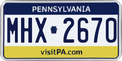 PA license plate MHX2670