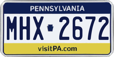 PA license plate MHX2672