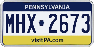 PA license plate MHX2673