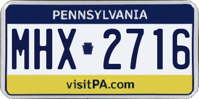 PA license plate MHX2716