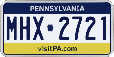 PA license plate MHX2721
