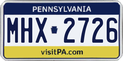 PA license plate MHX2726