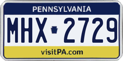 PA license plate MHX2729