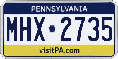 PA license plate MHX2735