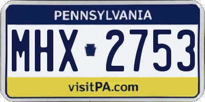 PA license plate MHX2753