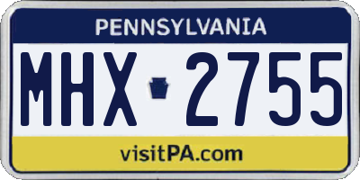 PA license plate MHX2755