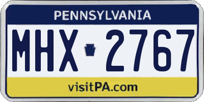 PA license plate MHX2767