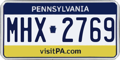 PA license plate MHX2769