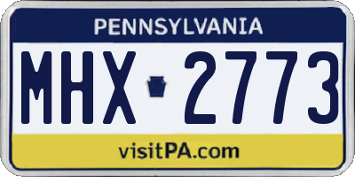 PA license plate MHX2773
