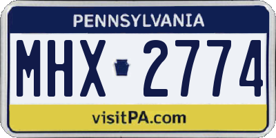 PA license plate MHX2774