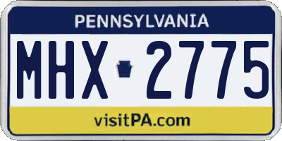 PA license plate MHX2775