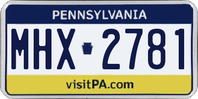 PA license plate MHX2781