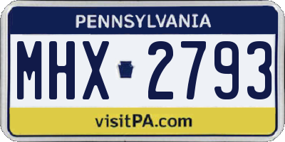 PA license plate MHX2793