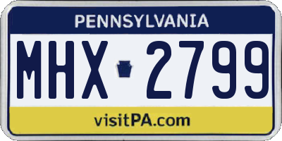 PA license plate MHX2799