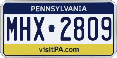 PA license plate MHX2809