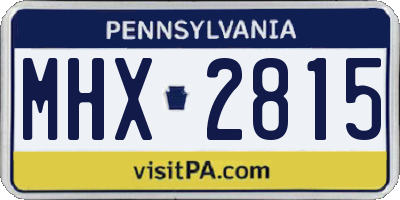 PA license plate MHX2815