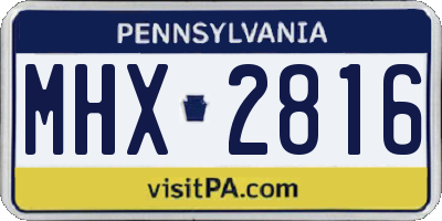 PA license plate MHX2816
