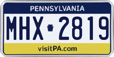 PA license plate MHX2819