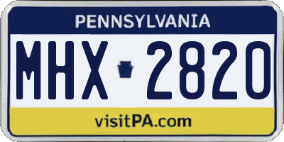 PA license plate MHX2820