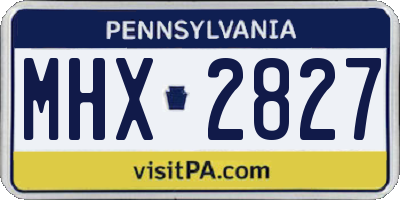 PA license plate MHX2827