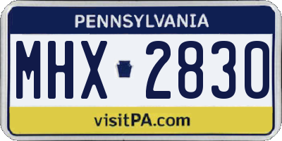 PA license plate MHX2830
