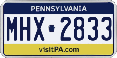 PA license plate MHX2833