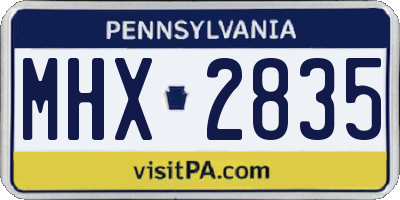 PA license plate MHX2835