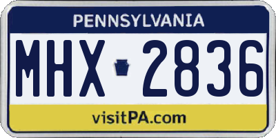 PA license plate MHX2836