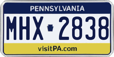 PA license plate MHX2838