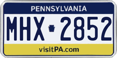 PA license plate MHX2852