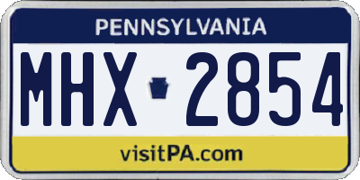 PA license plate MHX2854