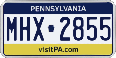 PA license plate MHX2855