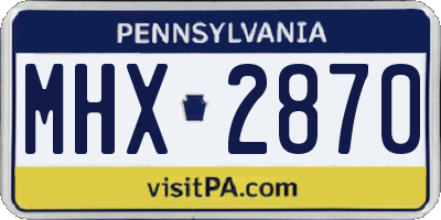 PA license plate MHX2870